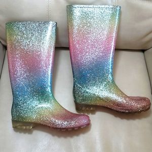 Womens Rain Boots | Rainbow Sparkle Rain Boots